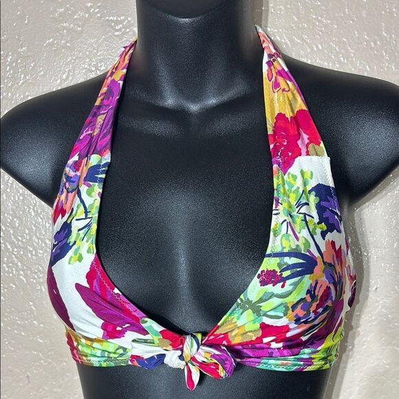 Cosabella women’s large halter tie floral colorful vibrant swimsuit bikini top - Picture 1 of 5